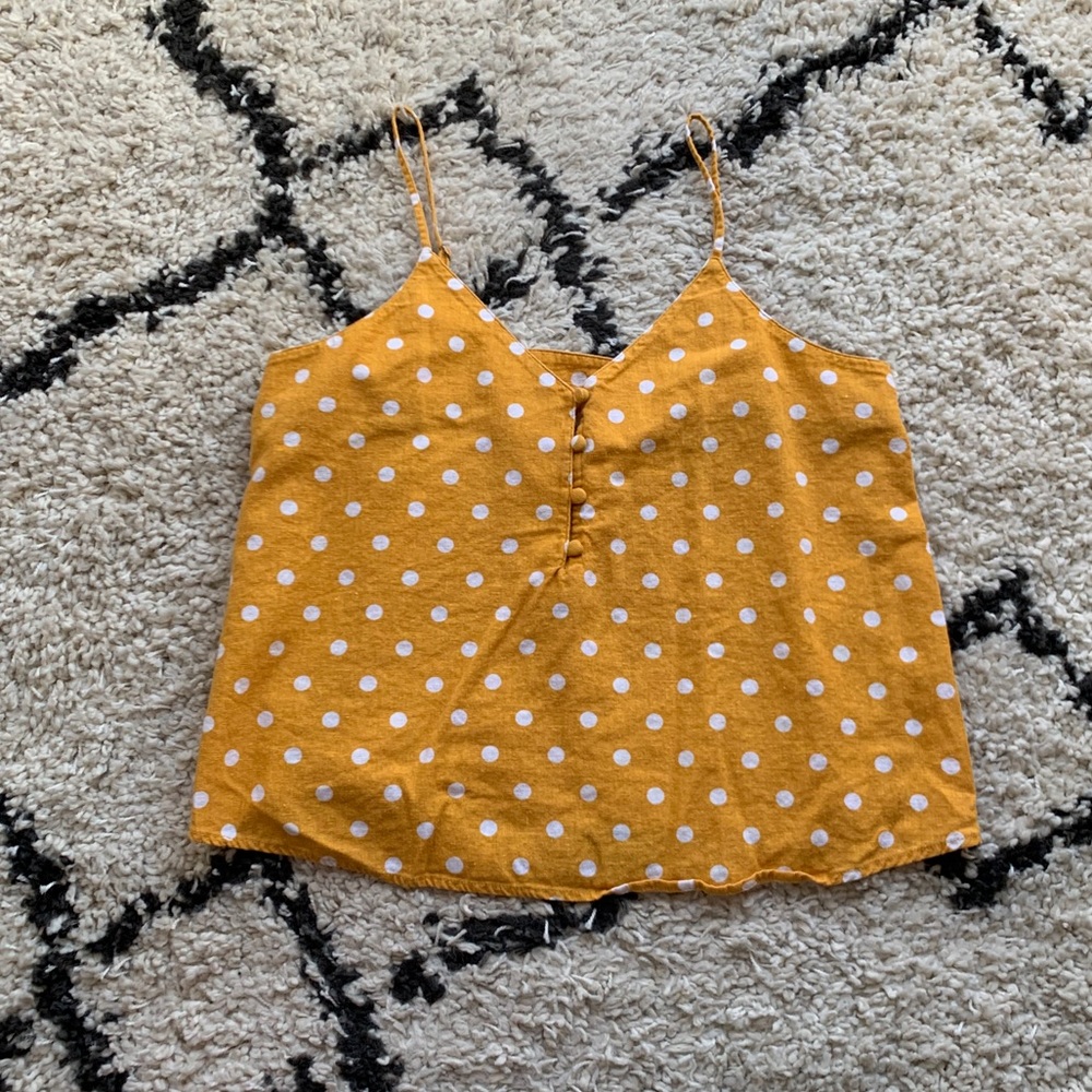 Abound Yellow Polka Dot Linen Tank Top
